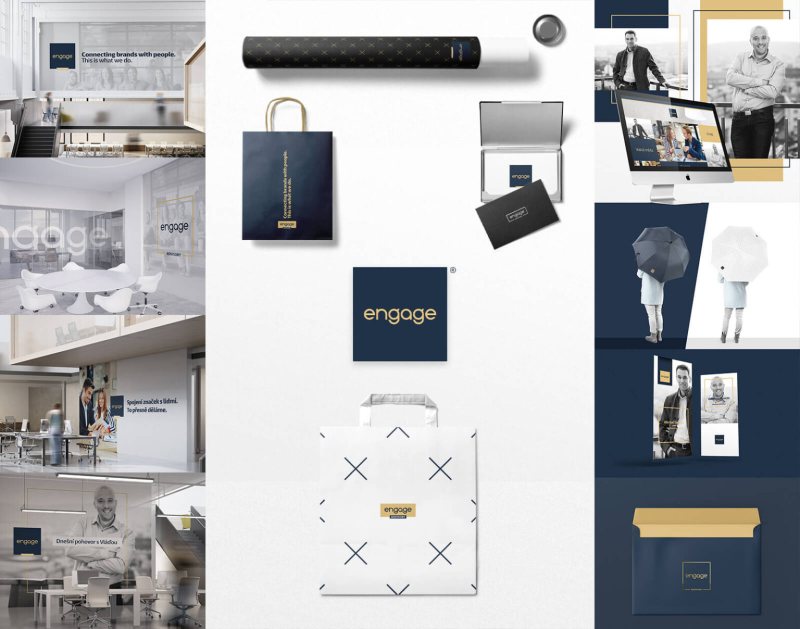 Engage – vizuální identita, tiskoviny a merchandising