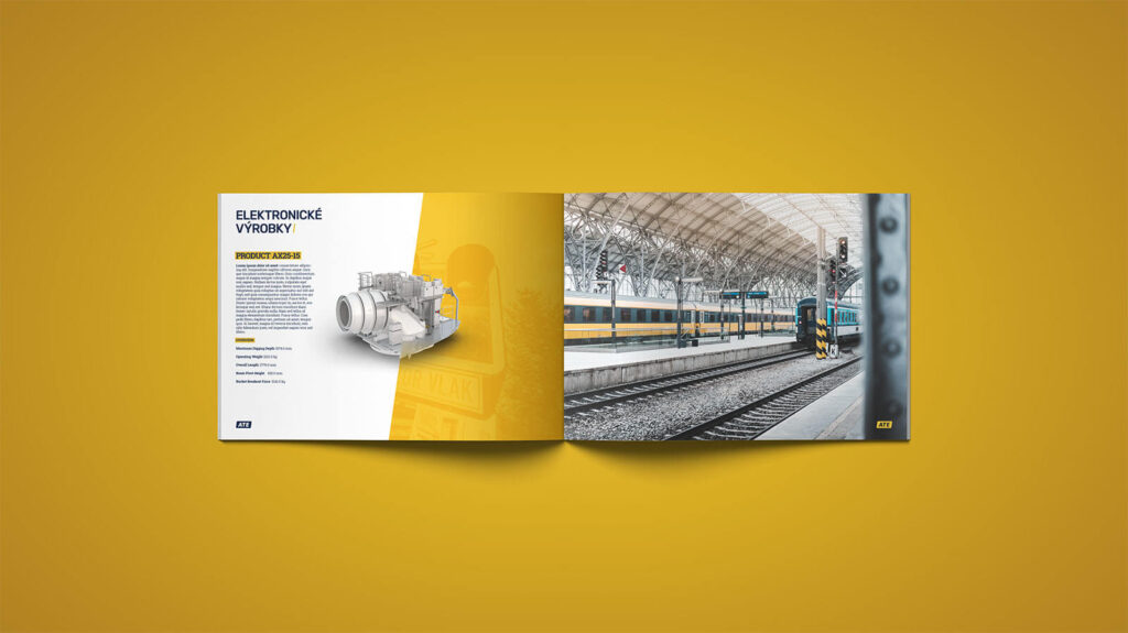 Technical brochure on a yellow background