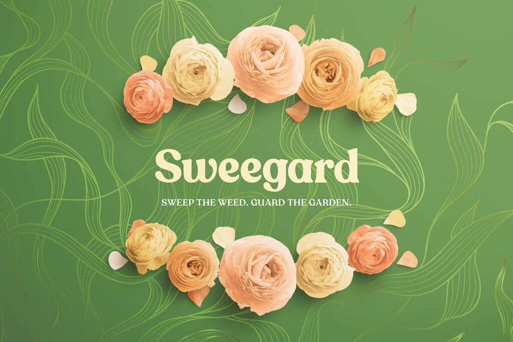 Sweegard – branding and key visual with a floral motif